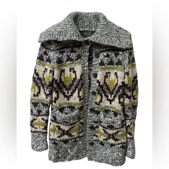 Eddie Bauer Sweaters - Eddie Bauer Hand Knit Chunky
Wool Blend Shawl Collar
Cardigan Sweater size S